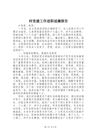 村党建工作述职述廉报告