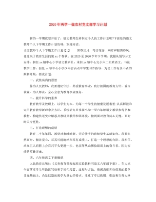 2020年两学一做农村党支部学习计划