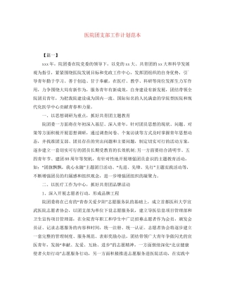 医院团支部工作计划范本