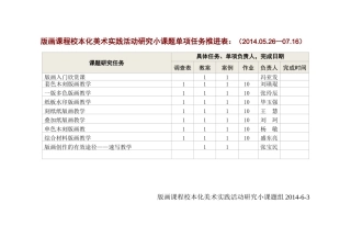 版画小课题研究计划（讨论稿）