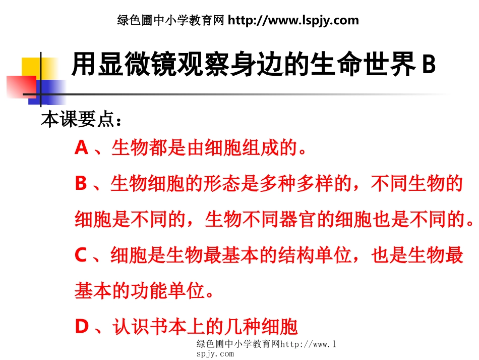 教科版六年级下学期科学第一单元第6课用显微镜观察身边的生命世界二PPT课件_第1页