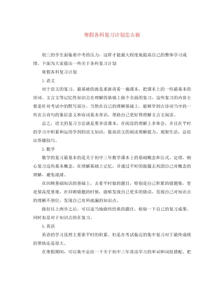寒假各科复习计划怎么做