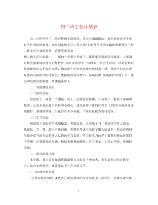 初二班主任计划表