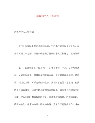 新教师个人工作计划