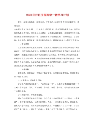 2020年社区支部两学一做学习计划