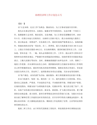 助理经济师工作计划怎么写