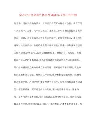 学习全会报告体会及年支部工作计划