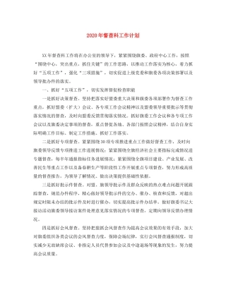 2020年督查科工作计划