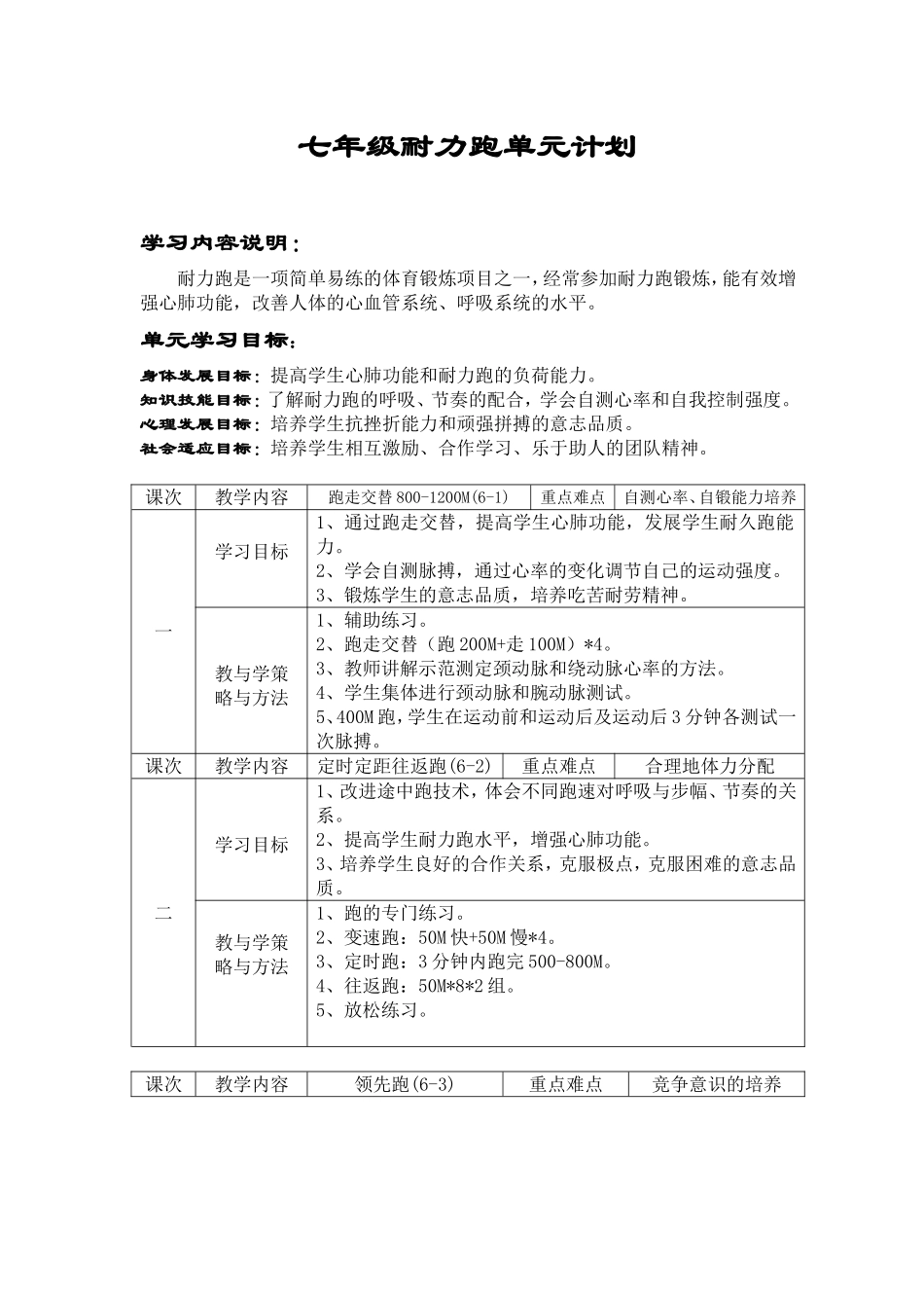 耐久跑单元计划_第1页