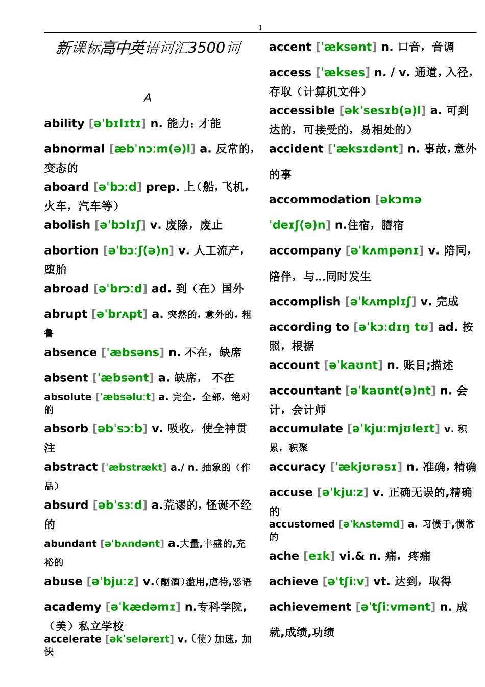 新课标高中英语词汇3500词_第1页