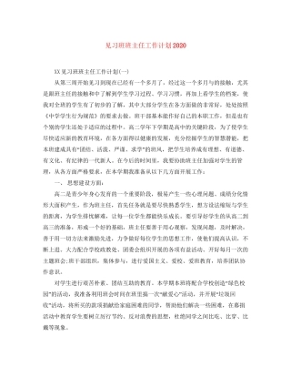 见习班班主任工作计划