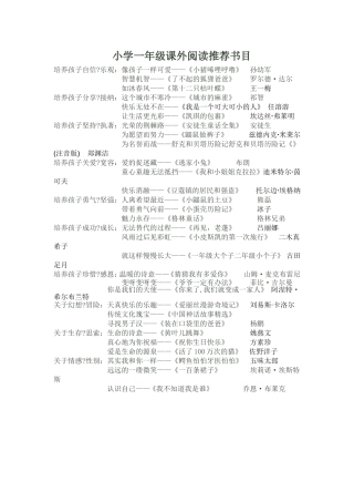 小学一年级课外阅读推荐书目