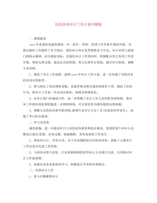 医院内部审计工作计划书模板