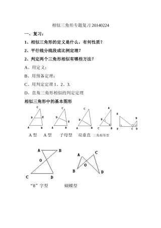 相似三角形专题复习20140224