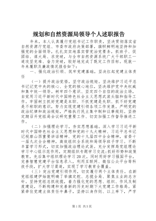 规划和自然资源局领导个人述职报告