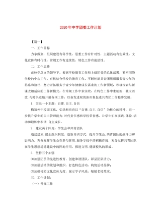 2020年团委工作计划