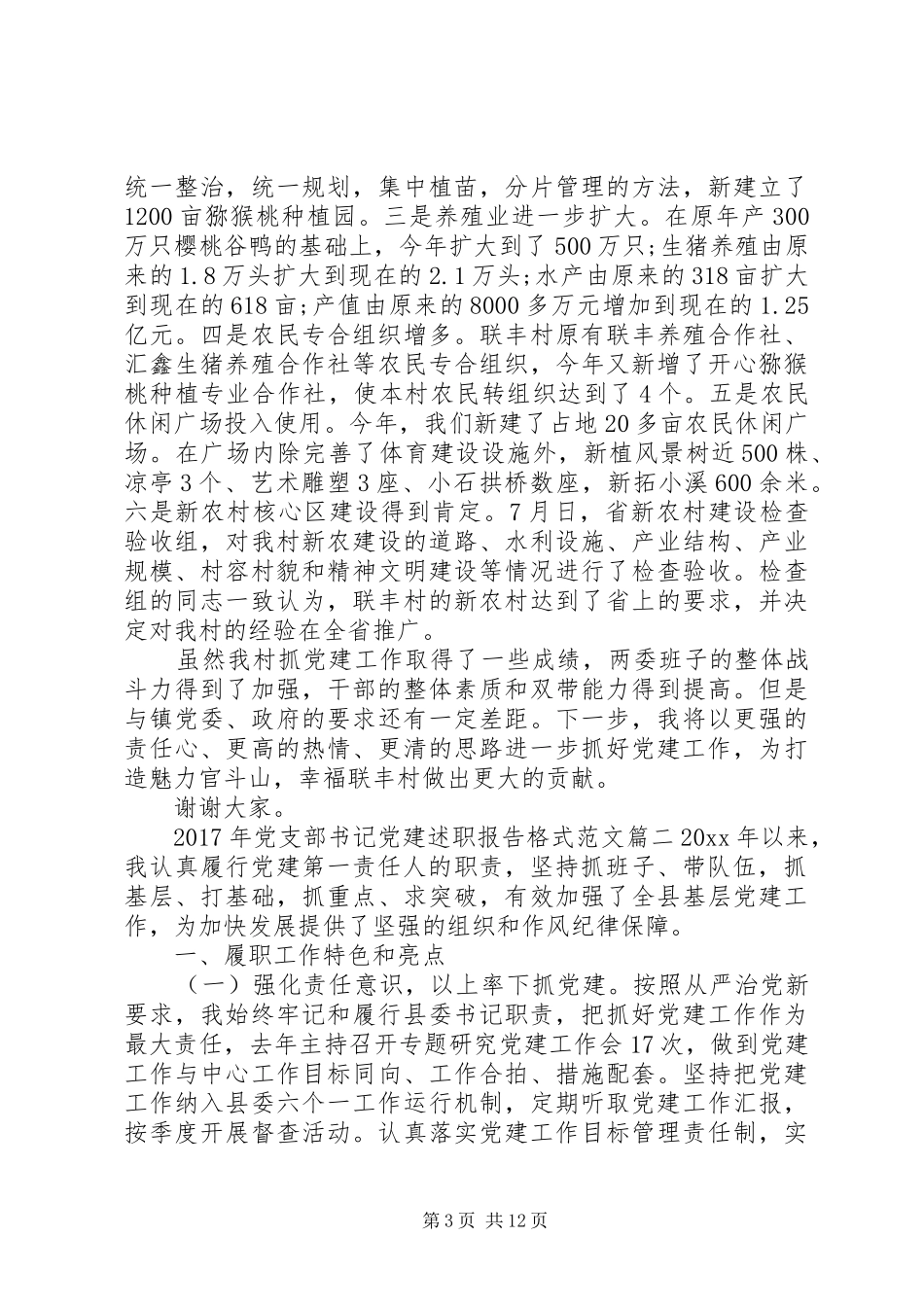 XX年党支部书记党建述职报告格式范文_第3页