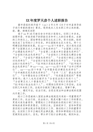 XX年度罗天彦个人述职报告