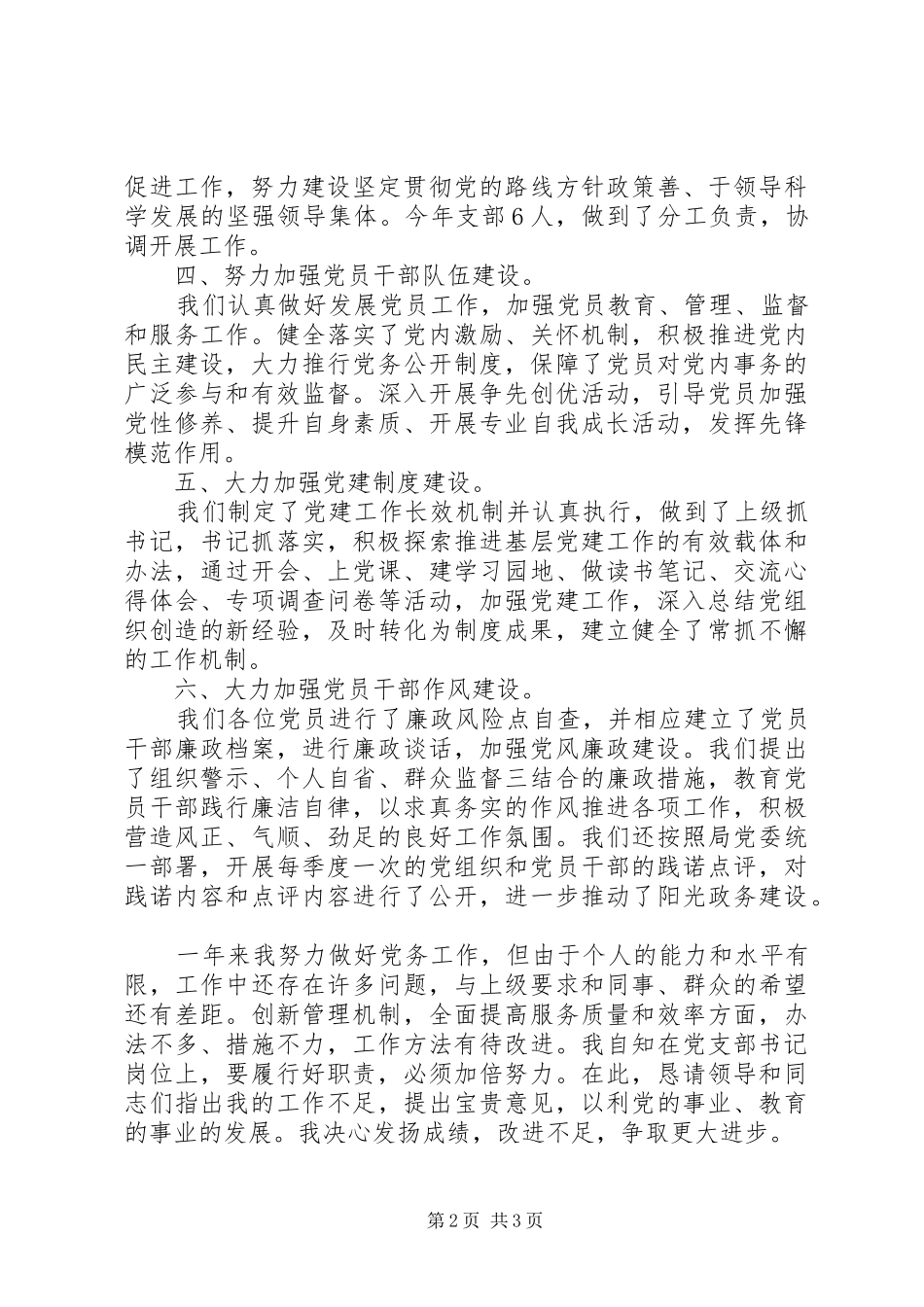 20XX年支部书记基层党建工作述职报告_第2页