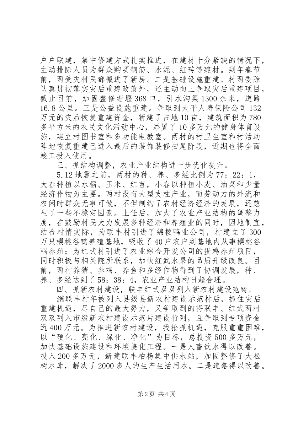乡间村党支部干部个人述职_第2页