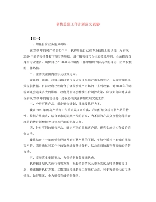 销售总监工作计划范文2