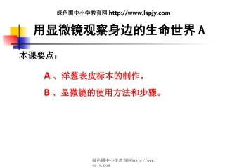 教科版六年级下册科学第一单元《第5课用显微镜观察身边的生命世界一PPT课件》