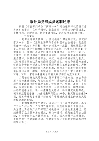 审计局党组成员述职述廉