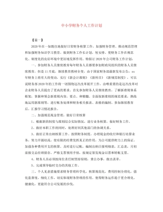 中小学财务个人工作计划