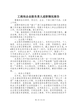 工商局企业股负责人述职情况报告