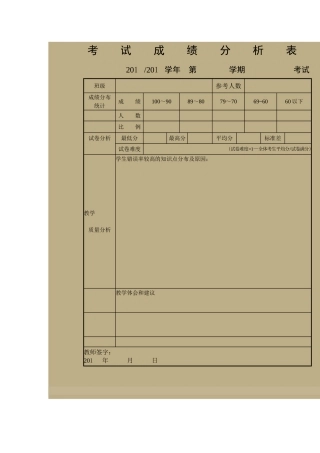 考式成绩分析表