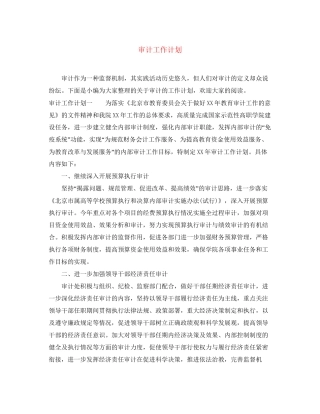 审计工作计划2
