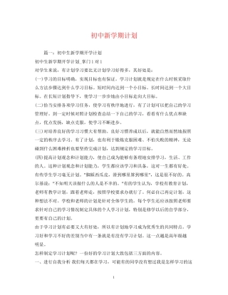 初中新学期计划