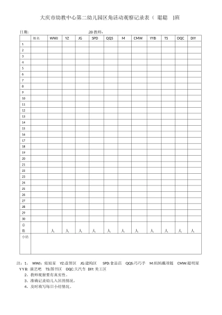 区角活动观察记录表x
