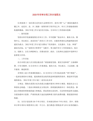 2020年市审计局工作计划范文