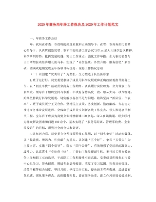 2020年商务局年终工作报告及年工作计划范文