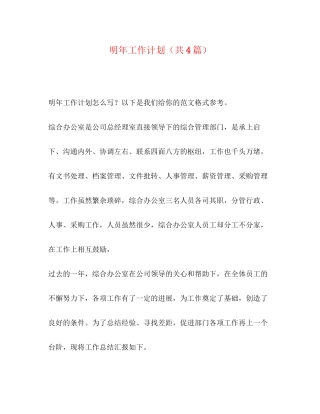 明年工作计划（共4篇）