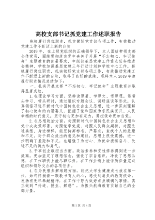 高校支部书记抓党建工作述职报告