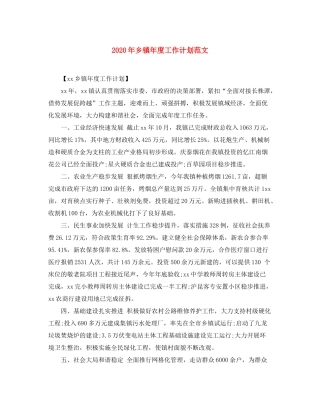 2020年乡镇年度工作计划范文