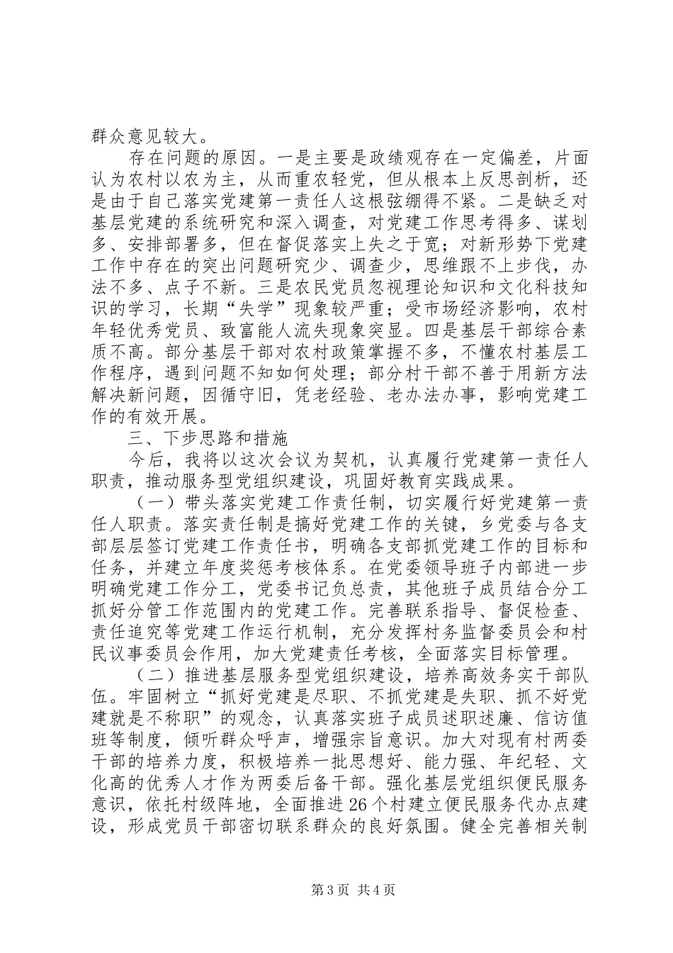 乡党委书记抓基层党建工作专项述职报告_第3页