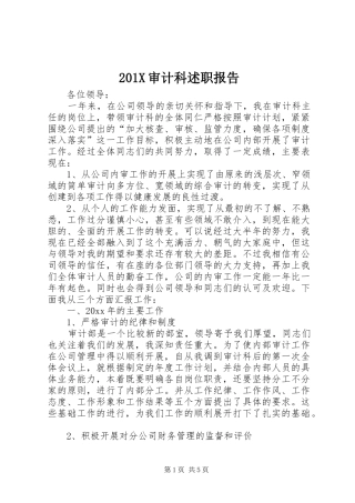 201X审计科述职报告