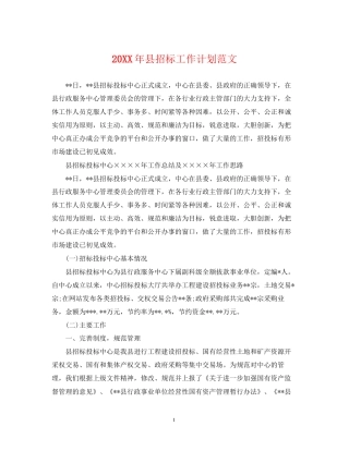 县招标工作计划范文2