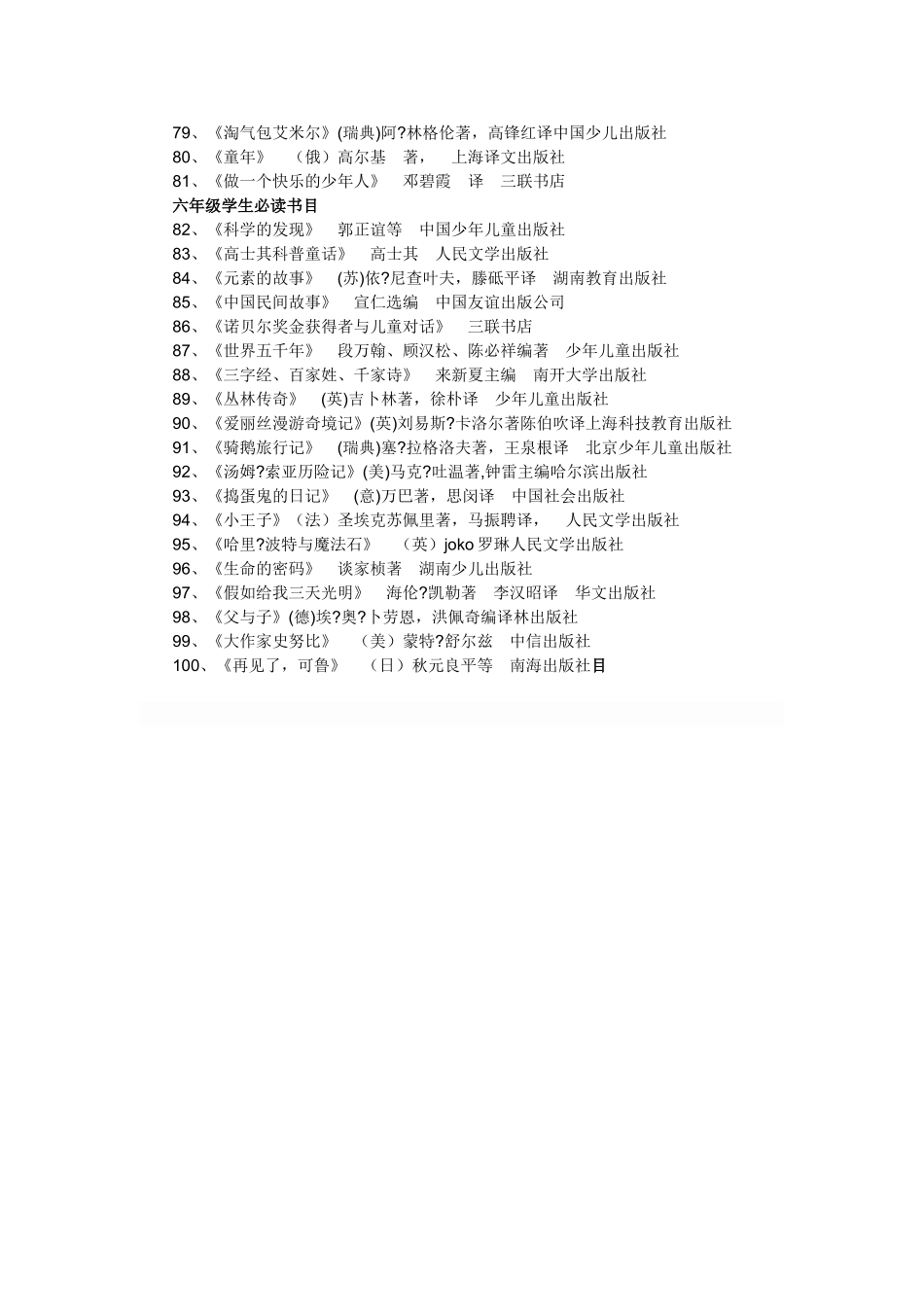 小学生必读书目_第3页