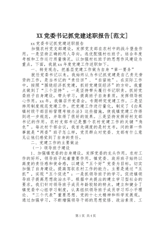 XX党委书记抓党建述职报告[范文]