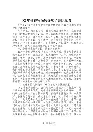 XX年县畜牧局领导班子述职报告