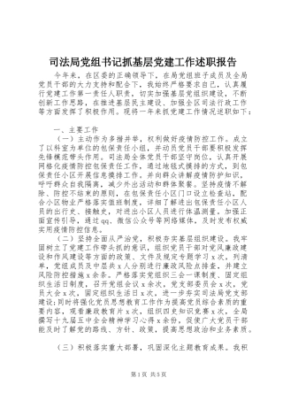 司法局党组书记抓基层党建工作述职报告