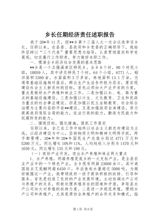 乡长任期经济责任述职报告