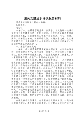 团员党建述职评议报告材料