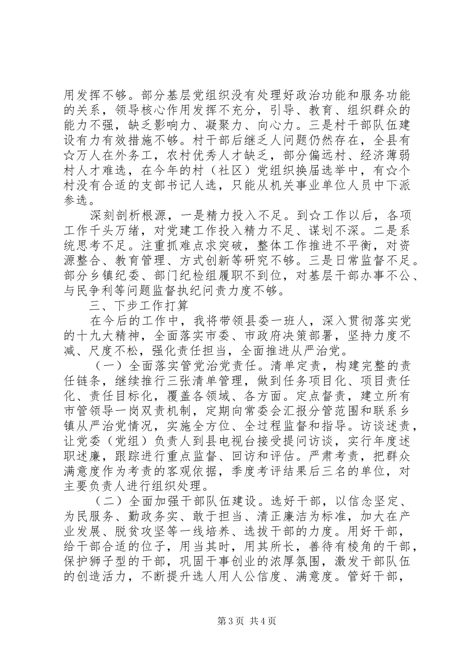 落实全面从严治党责任述职报告_第3页