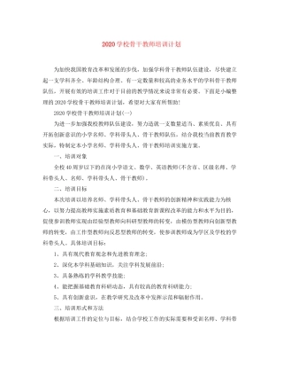 学校骨干教师培训计划