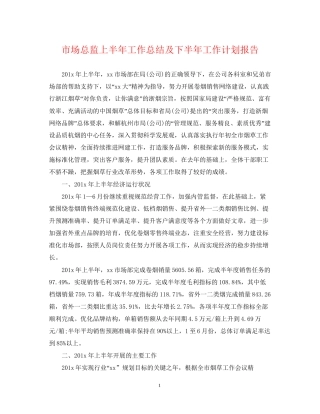市场总监上半年工作总结及下半年工作计划报告